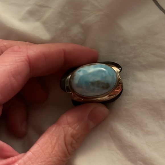 LARIMAR GEMSTONE and STERLING SILVER ring from D.R., approx size 7.5 - Picture 2 of 4